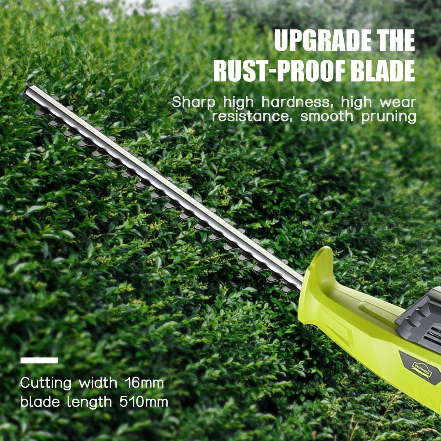 Hedge Trimmer on Telescopic Cordless Pole, DEWINNER Electric Pole 20V 2.0Ah (Length: 45cm, Capacity: 16mm), with 1 Battery Charger, Extension Pole 2.4M Cutter