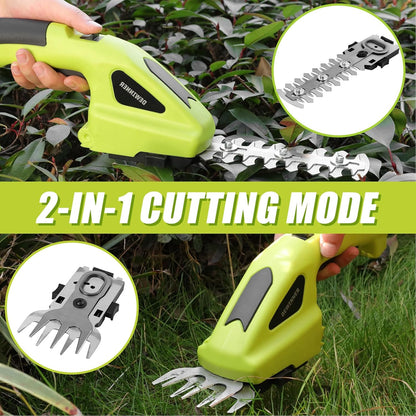 Dewinner 3-in-1 Lawn Shears, 3.6 V Battery, Lawn Shears with 2 Blades, Garden Shears for Cutting Hedges, Lawns, Cutting Width/Length 10 cm/15 cm, Includes Charger