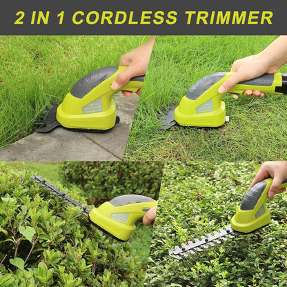 DEWINNER 2 in 1 Lawn Shears, Battery 7.2V, Blade Width 100, for Cutting Hedges, Lawns, Includes Portable Tailor, Battery and Charger DE-T1502