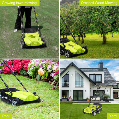 DEWINNER 1500W Electric Scarifier Blunder, 2 in 1 Scarifier Electric Aerator, 3200 RPM, with 2 Replacement Blades Included, Pickup Tray 30L, Adjustable Depth - 4 Depths