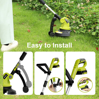 Dewinner Cordless Grass Strimmer 20V 1HR Fast Charge Grass Trimmer with 1*Trimmer Line Grass Cutter Edging, 1* Batteries and Charger Included.