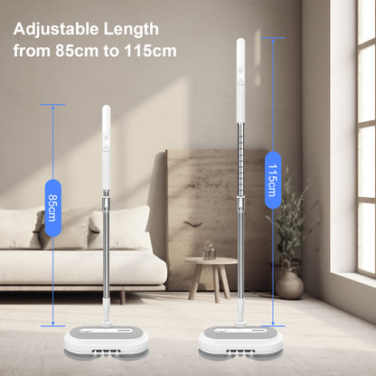 DEWINNER Cordless Electric Mop with 2.0 Ah Battery and Charger,Dual Spin Floor Polisher with 300ML Water Tank & Headlight, 120 L/H Compact Cleaner Kit for Cleaning and Washing