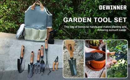 DEWINNER Gardening tool set - Gardening gift for men and women - Stainless steel - Sturdy - For men and women - Easy storage