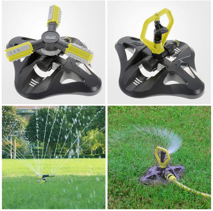 DEWINNER Garden Water Sprinkler, Lawn 360 Degree Rotating Automatic Irrigation, 3 Rotating Arm Adjustable for Plant Flower Veggies