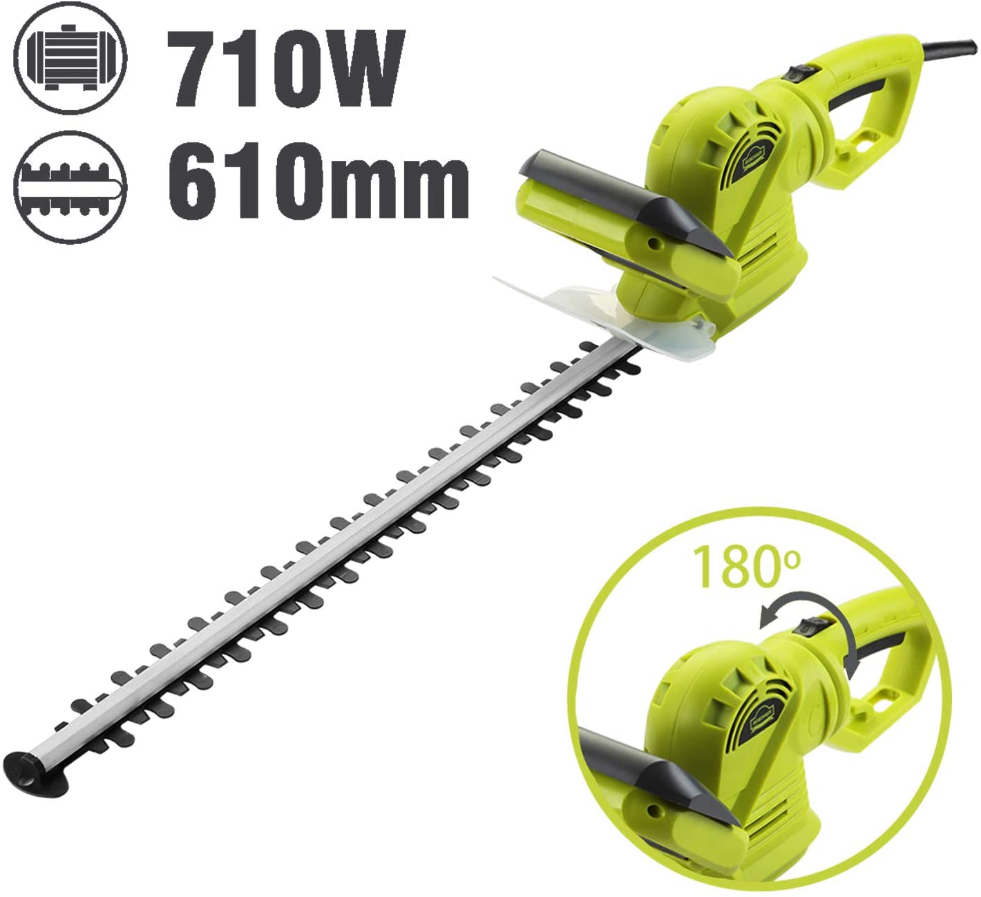 DEWINNER Hedge Trimmer, Electric Cutter, 61CM/24'' Blade Length with Cover, 24mm Tooth Opening Cutting Capacity 710W