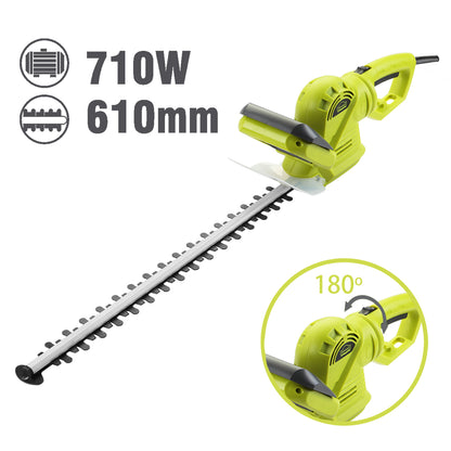 DEWINNER Hedge Trimmer, Electric Cutter, 61CM/24'' Blade Length with Cover, 24mm Tooth Opening Cutting Capacity 710W